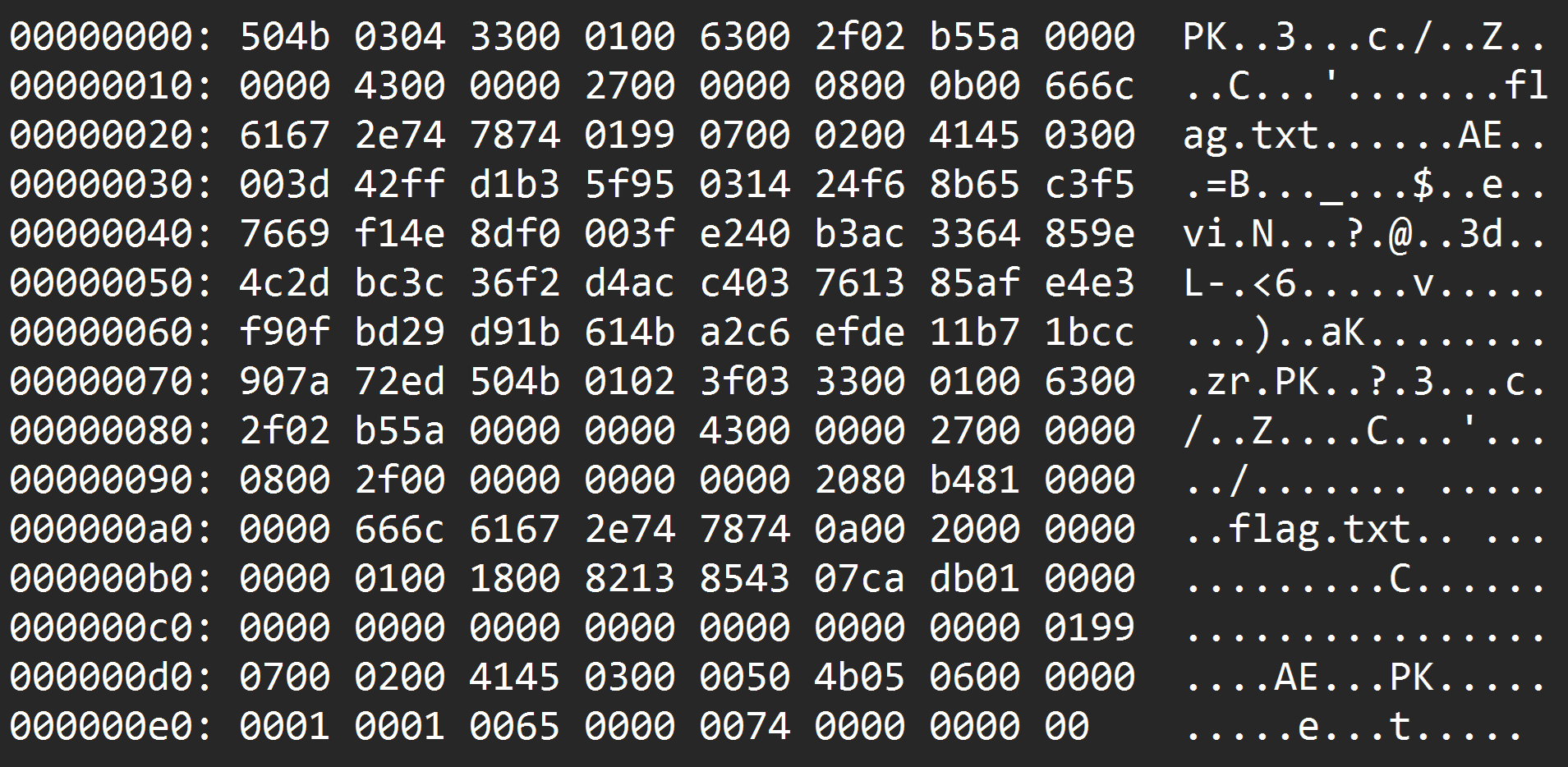 Hex Dump Screenshot
